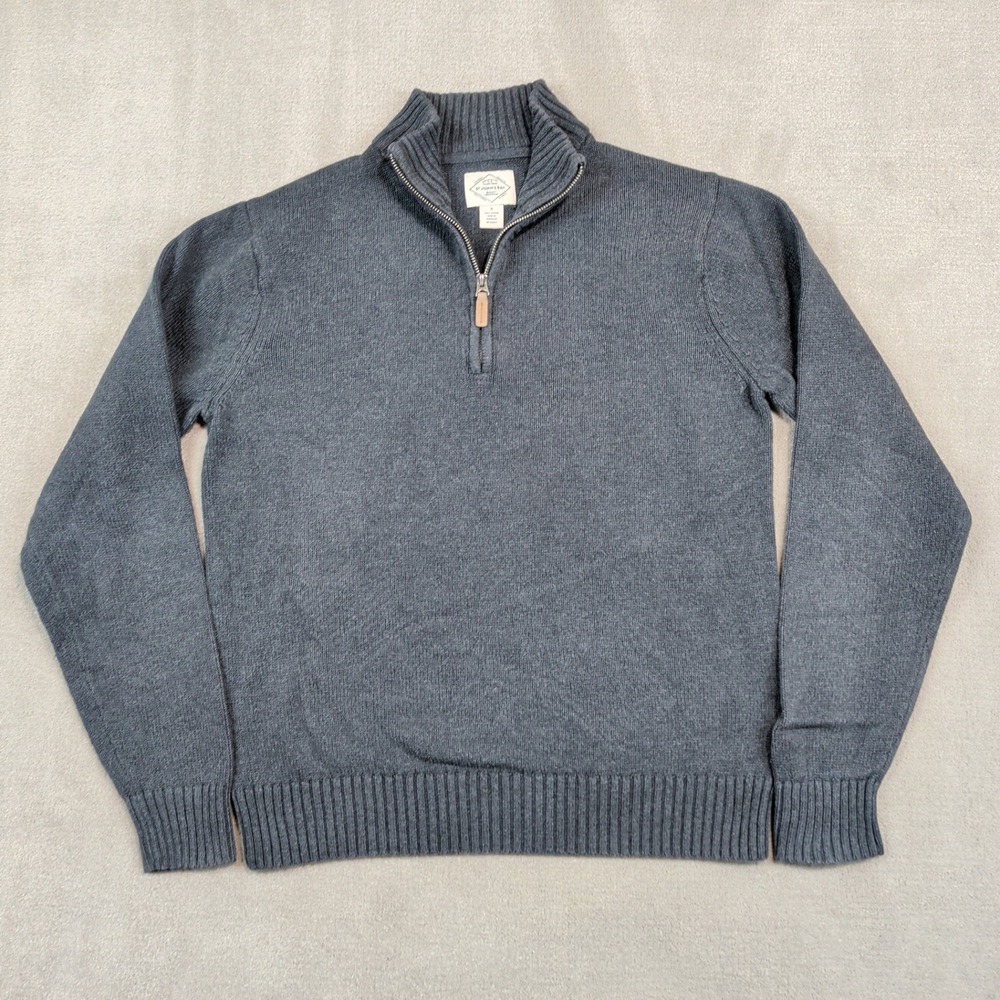 St John's Bay Classic Quarter Zip Sweater Small Gray Cotton Knit Preppy Casual — photo 2